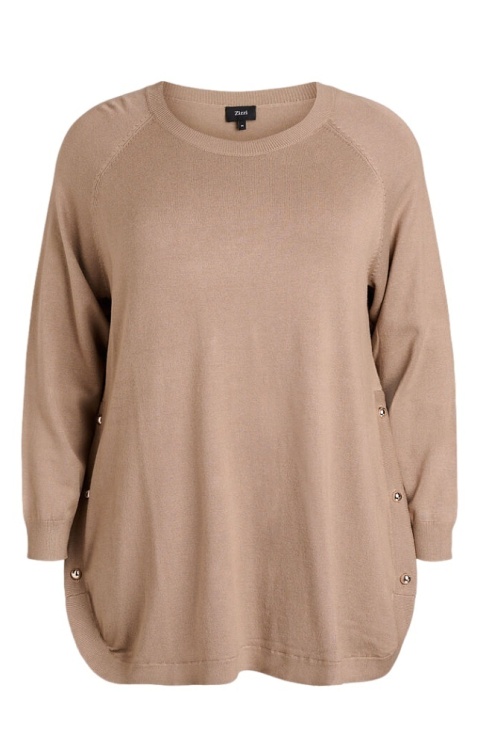 ZIZZI WYGODNA TUNIKA BLUZKA DZIANINA BEŻOWY 480E