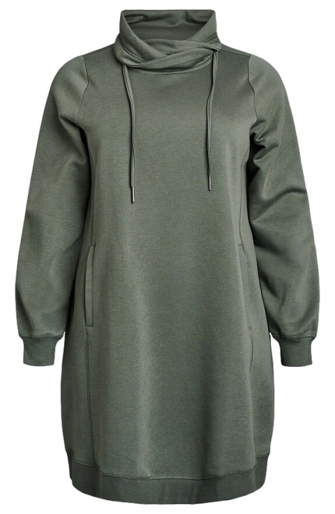 ZIZZI CIEMNOZIELONA BLUZA/TUNIKA Z KOŁNIERZEM KIESZENIE 041B