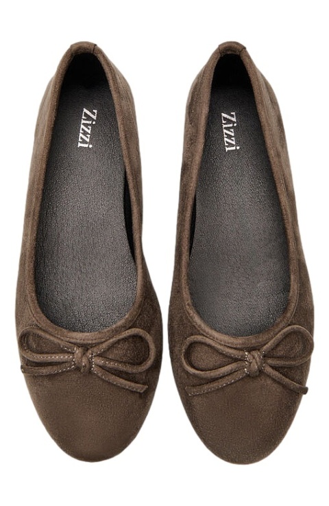 ZIZZI BRĄZOWE BUTY BALLERINY KOKARDA 081C