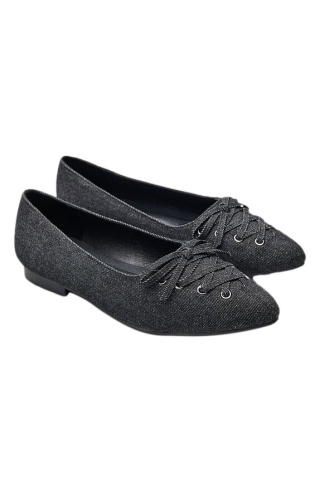 ZIZZI CZARNE BUTY BALLERINY WIĄZANIE KOKARDA 105A