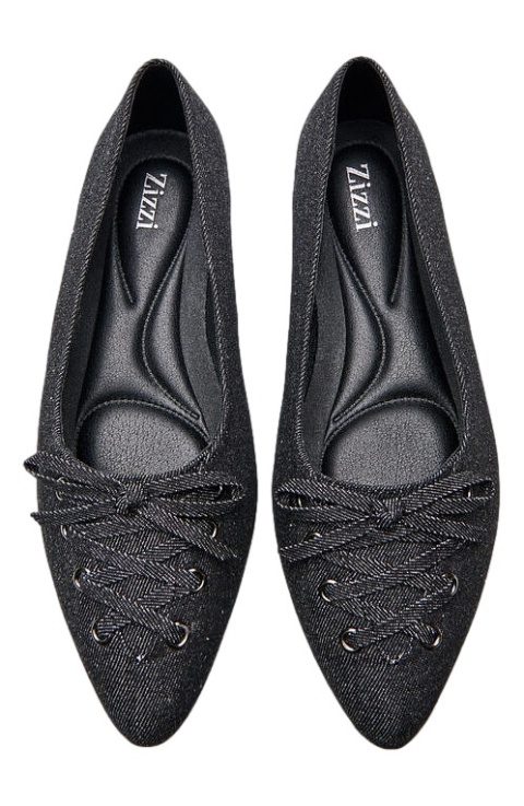 ZIZZI CZARNE BUTY BALLERINY WIĄZANIE KOKARDA 105A