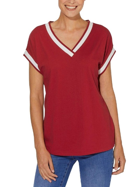 CLASSIC BASIC KONTRASTOWA BLUZKA OVERSIZE CZERWONA CB10