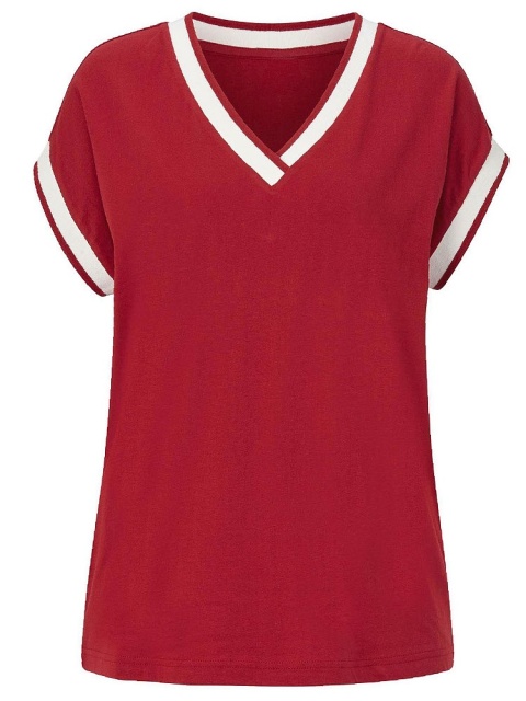 CLASSIC BASIC KONTRASTOWA BLUZKA OVERSIZE CZERWONA CB10