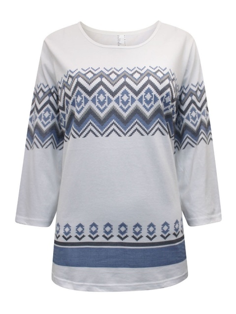 CLASSIC BASIC FINEZYJNA BLUZKA Z AZTECKIM WZOREM CB14