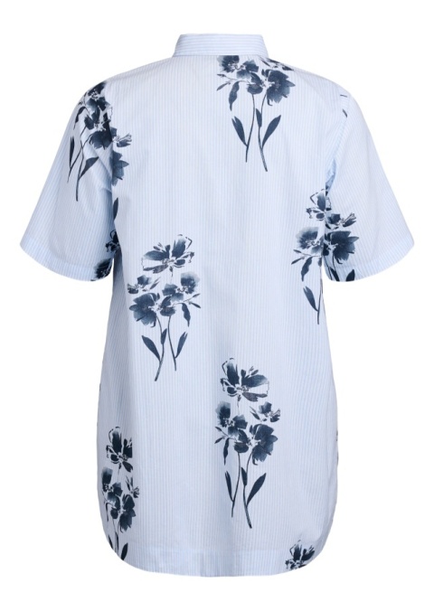 ZIZZI BŁĘKITNA BAWEŁNIANA KOSZULA TUNIKA PASKI WZÓR 500B