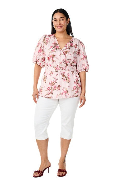 ZIZZI ŚLICZNA BIAŁA BLUZKA KWIATY 151A