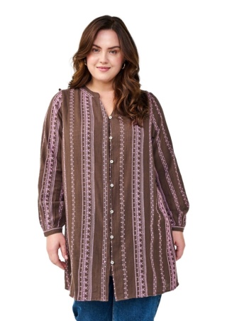 ZIZZI BRĄZOWA TUNIKA KOSZULOWA HAFT 603A