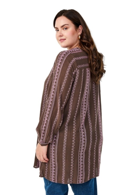 ZIZZI BRĄZOWA TUNIKA KOSZULOWA HAFT 603A