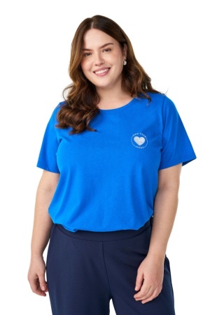 ZIZZI KLASYCZNY NIEBIESKI T-SHIRT NADRUK 002K