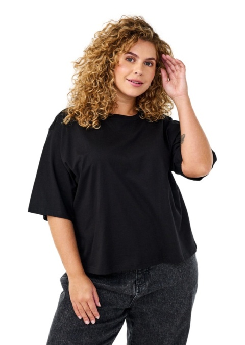 ZIZZI PUDEŁKOWY CZARNY T-SHIRT BAWEŁNA 224C