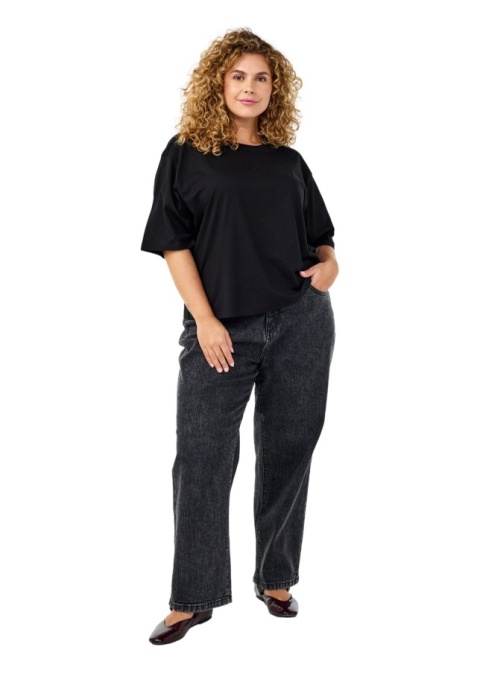 ZIZZI PUDEŁKOWY CZARNY T-SHIRT BAWEŁNA 224C