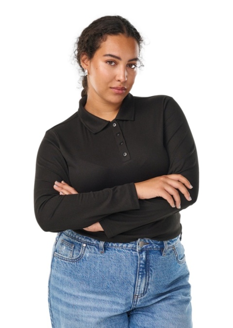 ZIZZI PRĄŻKOWANA CZARNA BLUZKA POLO 282A