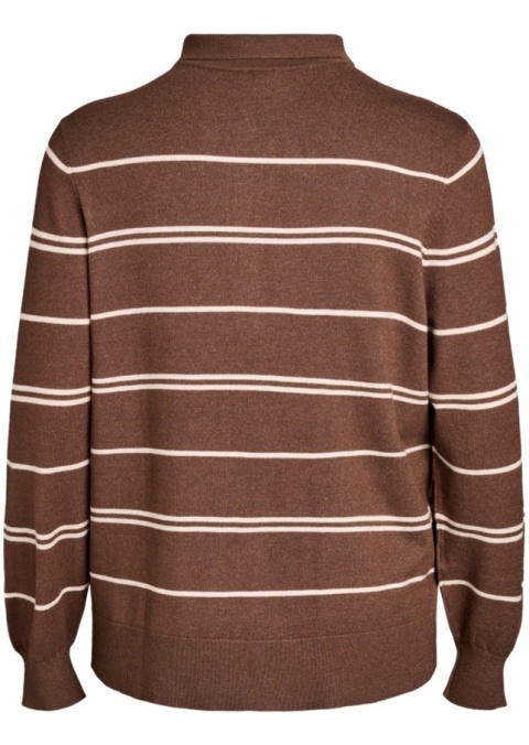 ZIZZI MODNY DZIANINOWY SWETER BLUZKA W PASKI BRĄZOWY 479B