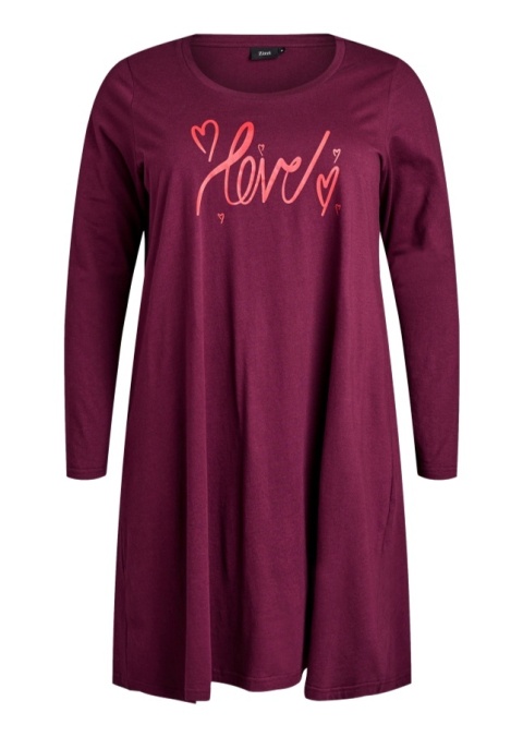 ZIZZI WYGODNA BORDOWA KOSZULA NOCNA NAPIS 007G