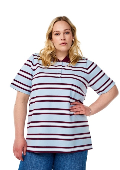 ZIZZI BŁĘKITNA BLUZKA POLO W PASKI 601C