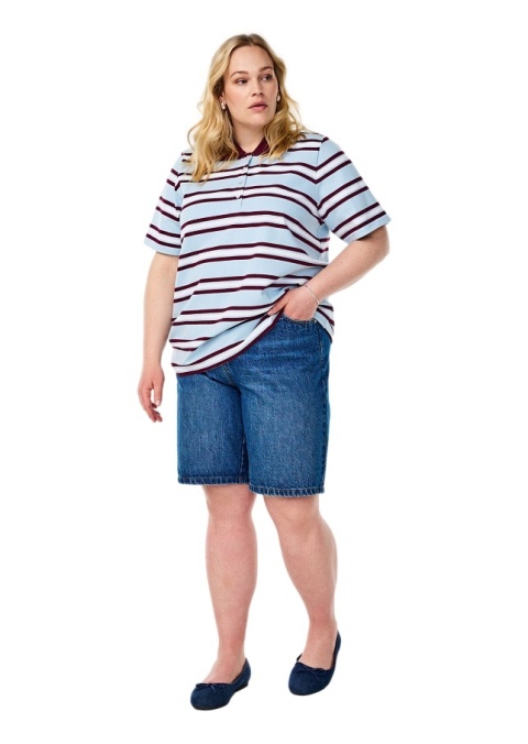 ZIZZI BŁĘKITNA BLUZKA POLO W PASKI 601C