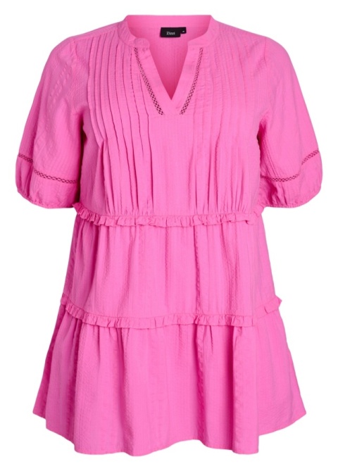 ZIZZI RÓŻOWA BAWEŁNIANA TUNIKA FALBANY 433A