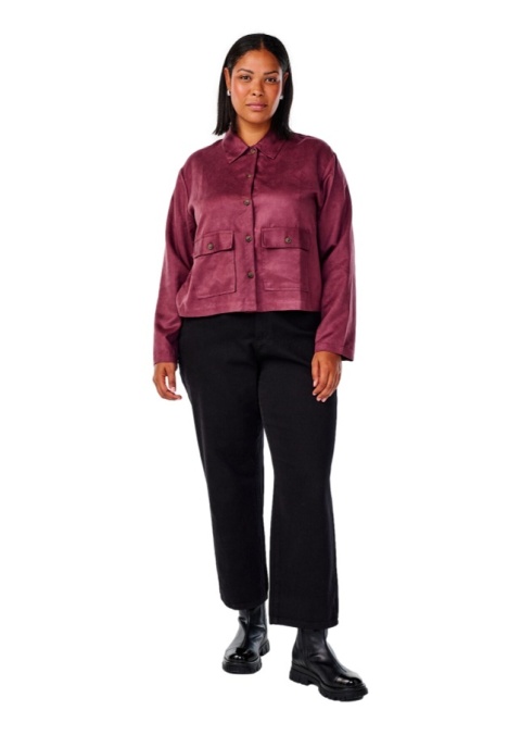 ZIZZI BORDOWA ZAMSZOWA KRÓTKA KOSZULA 302A