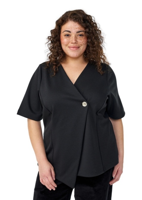 ZIZZI ELEGANCKA CZARNA BLUZKA ASYMETRYCZNA ZAPIĘCIE 357C