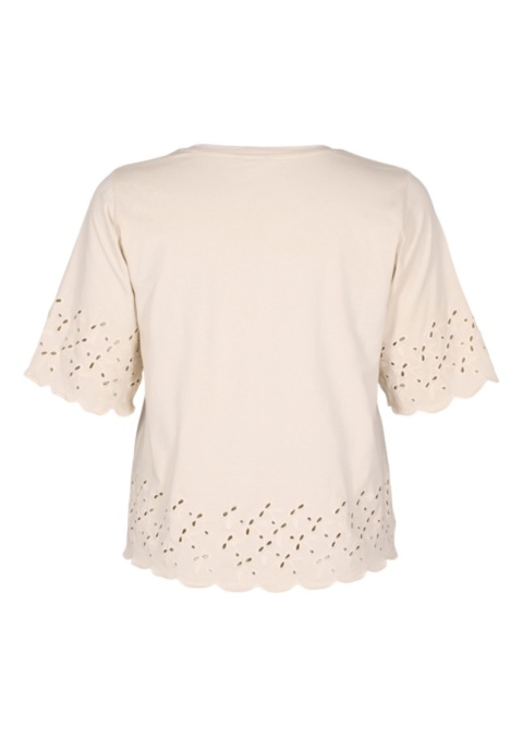 ZIZZI BEŻOWA BLUZKA T-SHIRT ANGIELSKI HAFT 109A