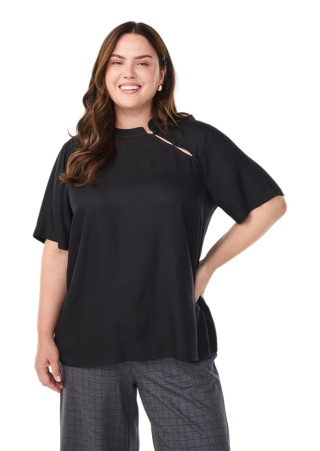 ZIZZI PIĘKNA CZARNA BLUZKA ZAPIĘCIE 692A