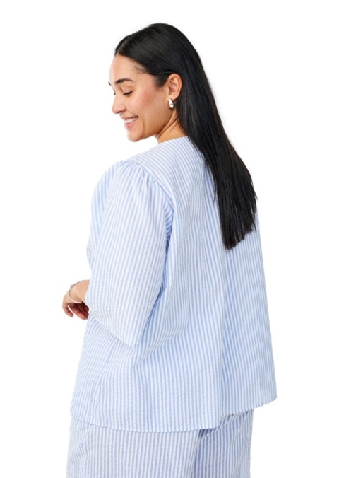 ZIZZI NIEBIESKA WIĄZANA BLUZKA W PASKI BAWEŁNA 051A