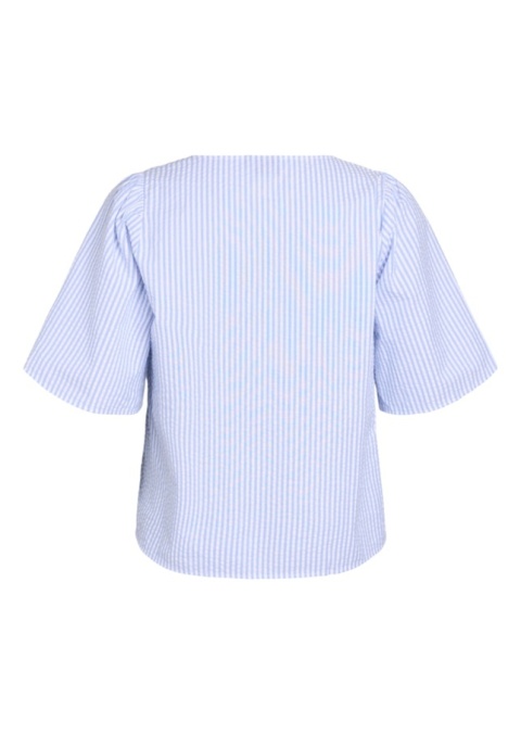 ZIZZI NIEBIESKA WIĄZANA BLUZKA W PASKI BAWEŁNA 051A