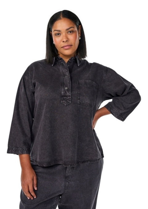 ZIZZI LUŹNA SZARA JEANSOWA BLUZKA KOSZULOWA 085G