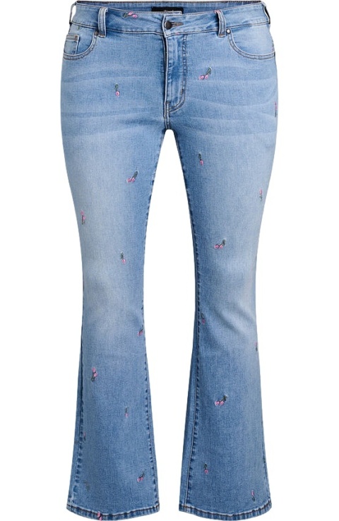ZIZZI JASNE JEANSY BOOTCUT WZÓR KWIATY 093A