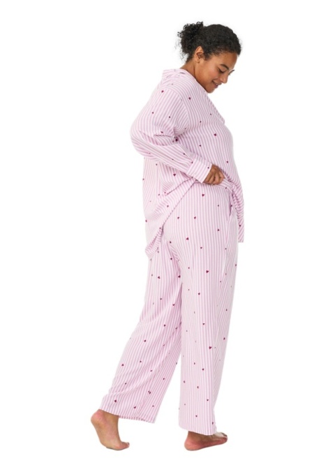 ZIZZI RÓŻOWE PROSTE SPODNIE PIŻAMOWE PASKI WZÓR 624G