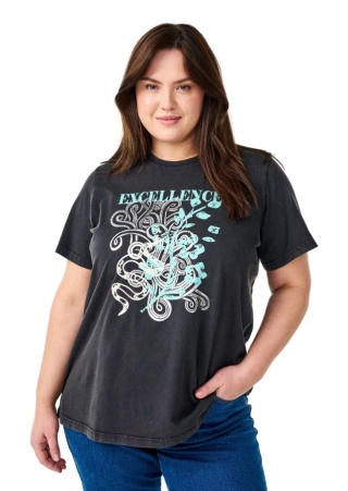 ZIZZI CIEMNOSZARY T-SHIRT BLUZKA NADRUK BAWEŁNA 295A