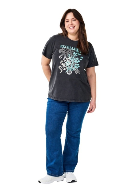 ZIZZI CIEMNOSZARY T-SHIRT BLUZKA NADRUK BAWEŁNA 295A