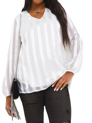 SIMPLYBE ELEGANCKA BIAŁĄ BLUZKA TUNIKA PASY SB13