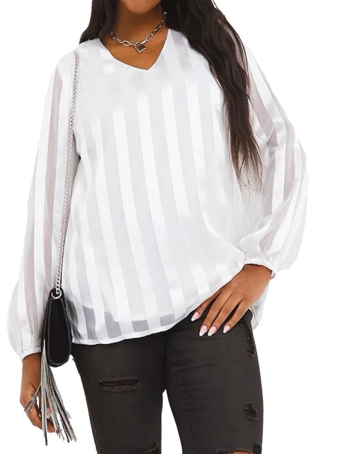 SIMPLYBE ELEGANCKA BIAŁĄ BLUZKA TUNIKA PASY SB13