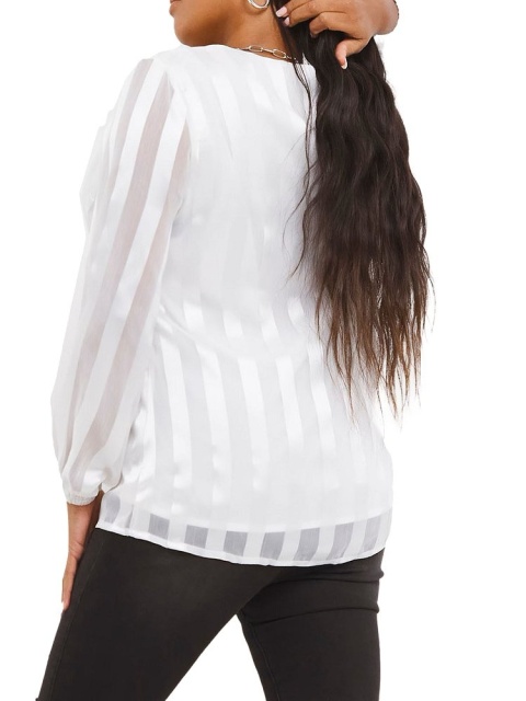 SIMPLYBE ELEGANCKA BIAŁĄ BLUZKA TUNIKA PASY SB13