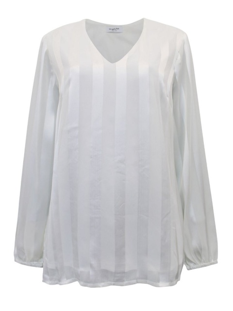 SIMPLYBE ELEGANCKA BIAŁĄ BLUZKA TUNIKA PASY SB13