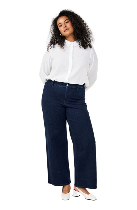 ZIZZI GRANATOWE SPODNIE JEANSY SZEROKIE WYSOKI STAN N82 951B