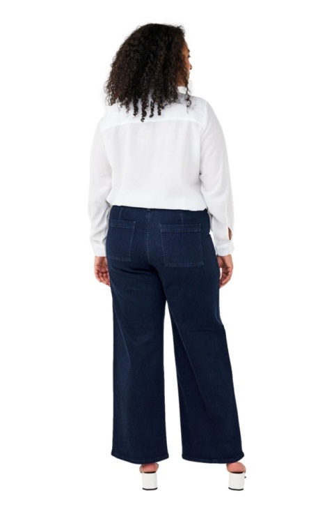ZIZZI GRANATOWE SPODNIE JEANSY SZEROKIE WYSOKI STAN N82 951B