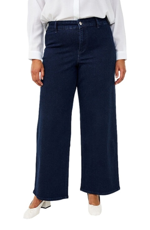 ZIZZI GRANATOWE SPODNIE JEANSY SZEROKIE WYSOKI STAN N82 951B