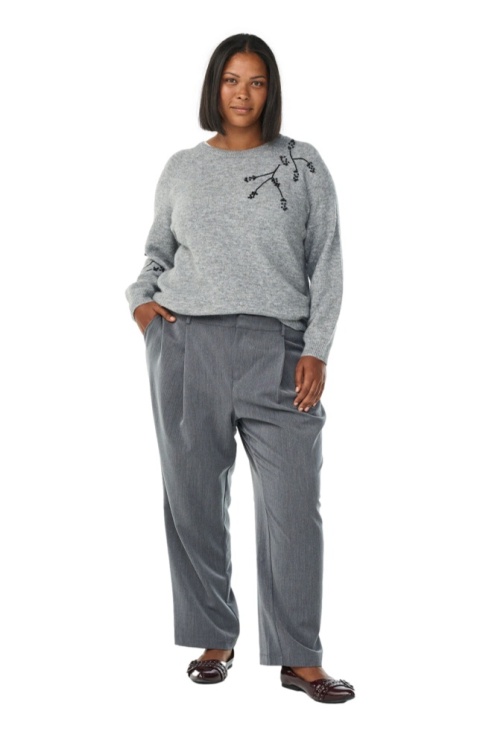 ZIZZI ELEGANCKIE SZARE PROSTE SPODNIE WYSOKI STAN 251A