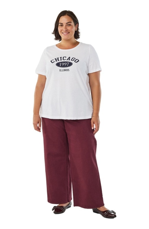 ZIZZI KLASYCZNY BIAŁY T-SHIRT NAPIS 002G