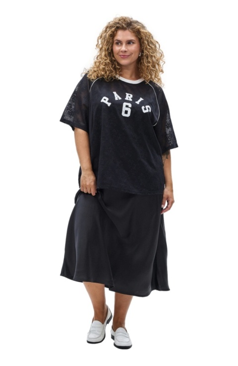 ZIZZI SATYNOWA CZARNA SPÓDNICA MIDI 441A