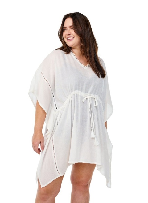 ZIZZI BIAŁA PLAŻOWA SUKIENKA KIMONO WISKOZA 844A