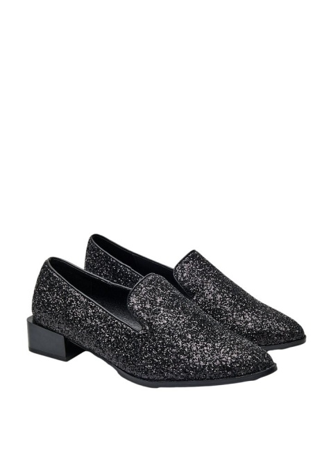 ZIZZI BUTY ELEGANCKIE CZARNE NA NISKIM OBCASIE SZEROKIE BROKATOWE 082A