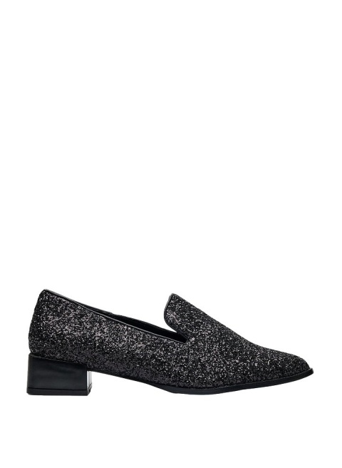 ZIZZI BUTY ELEGANCKIE CZARNE NA NISKIM OBCASIE SZEROKIE BROKATOWE 082A