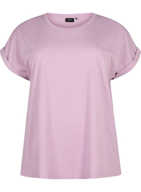 ZIZZI KLASYCZNY T-SHIRT RÓŻOWY LILA148F