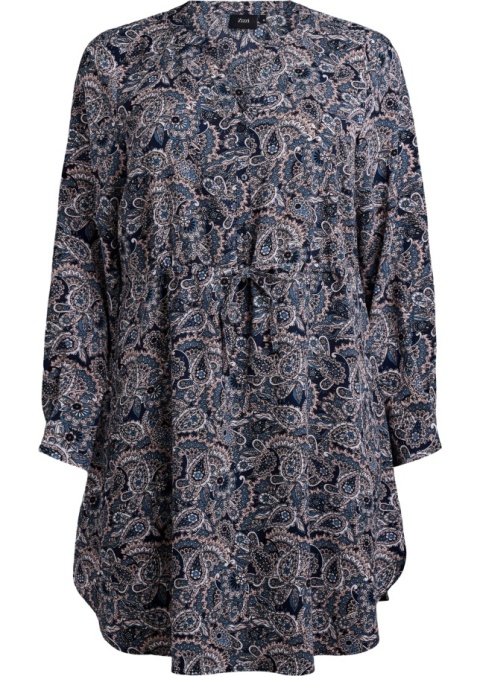 ZIZZI GRANATOWA SUKIENKA WZÓR PAISLEY WIĄZANIE 389G