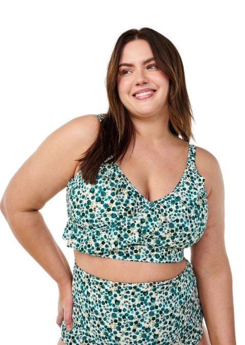 ZIZZI ZIELONY BIUSTONOSZ KĄPIELOWY GÓRA OD BIKINI KWIATY 506F