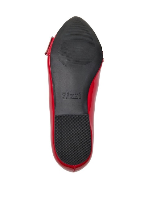 ZIZZI BUTY BALERINY CZERWONE Z PASKIEM I ĆWIEKAMI 084A