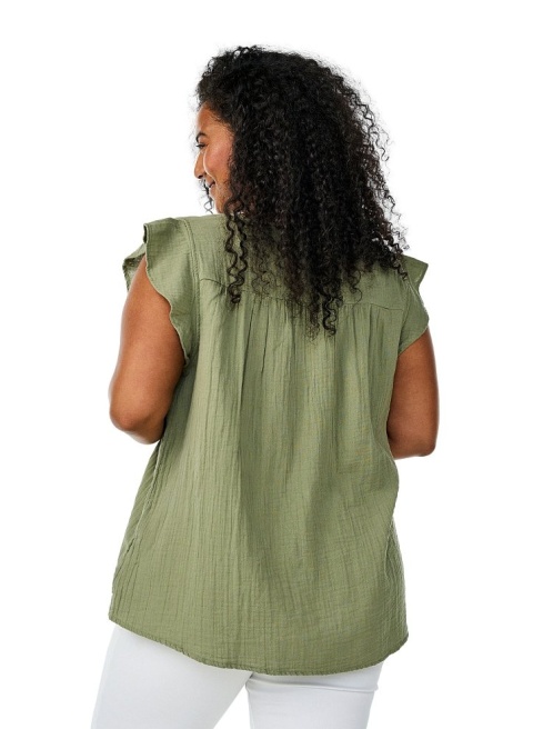 ZIZZI ELEGANCKA BLUZKA TOP BEZ RĘKAWÓW KHAKI 070L